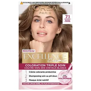 L’Oréal Paris Excellence Crème – Coloration Permanente Triple Soin – N°7.1 Blond Cendré.